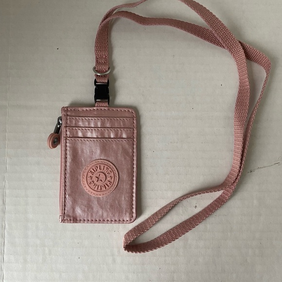 Kipling Lanyard Cardholder Icy Rose Metallic New Without Tags - Picture 2 of 8